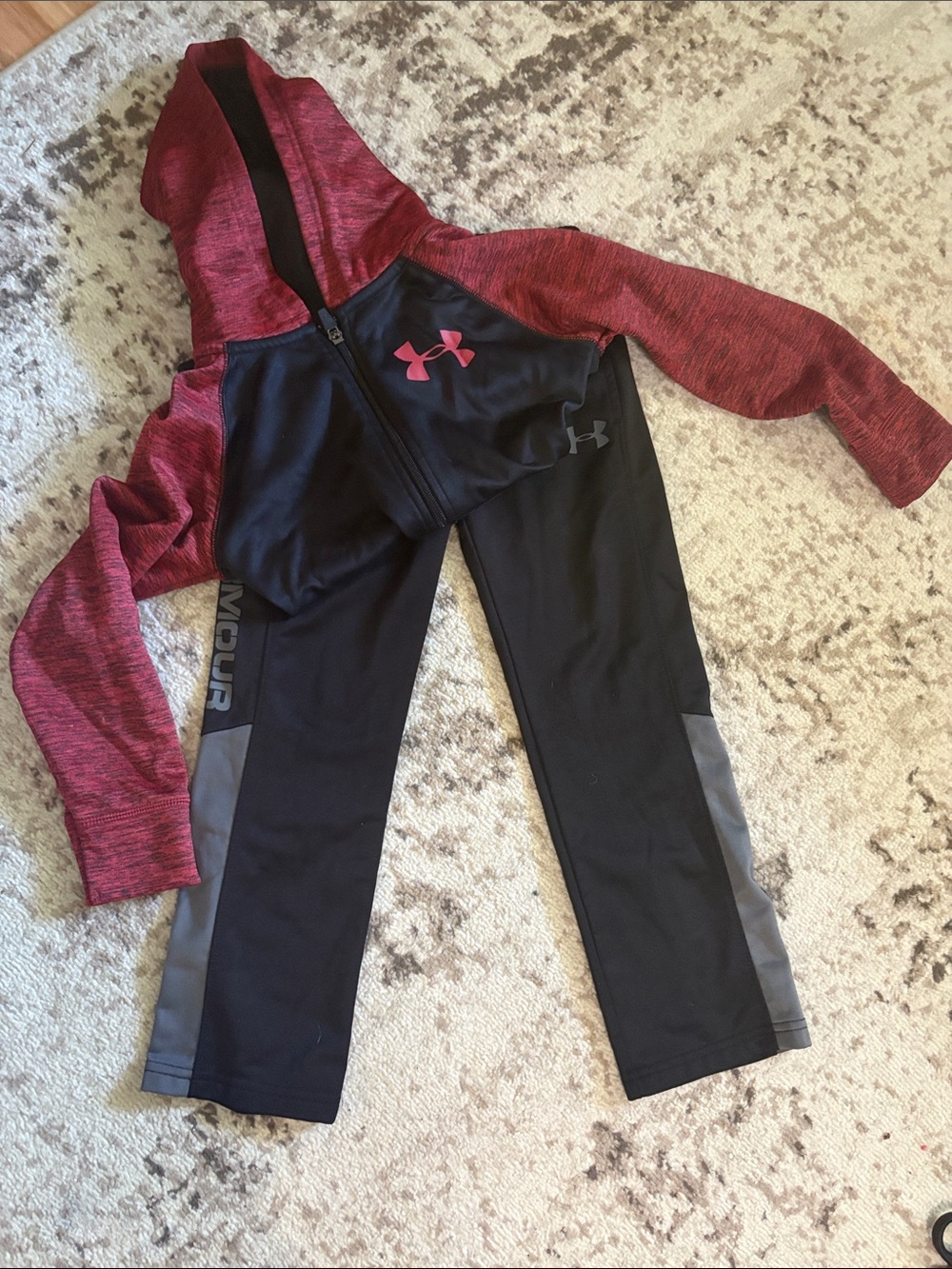 Boys Under Armour Hoodie and Black pants Set